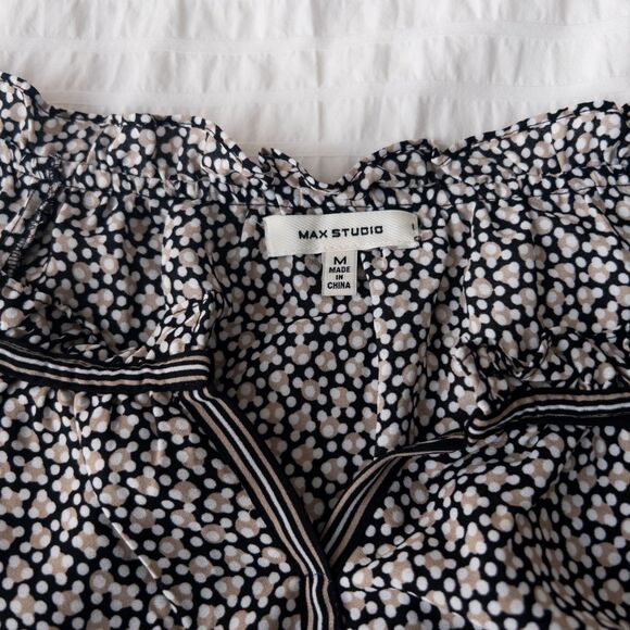 Boho Prairie Peasant Ruffle Blouse w/ Flutter Sleeves Max Studio Size M - Picture 3 of 13